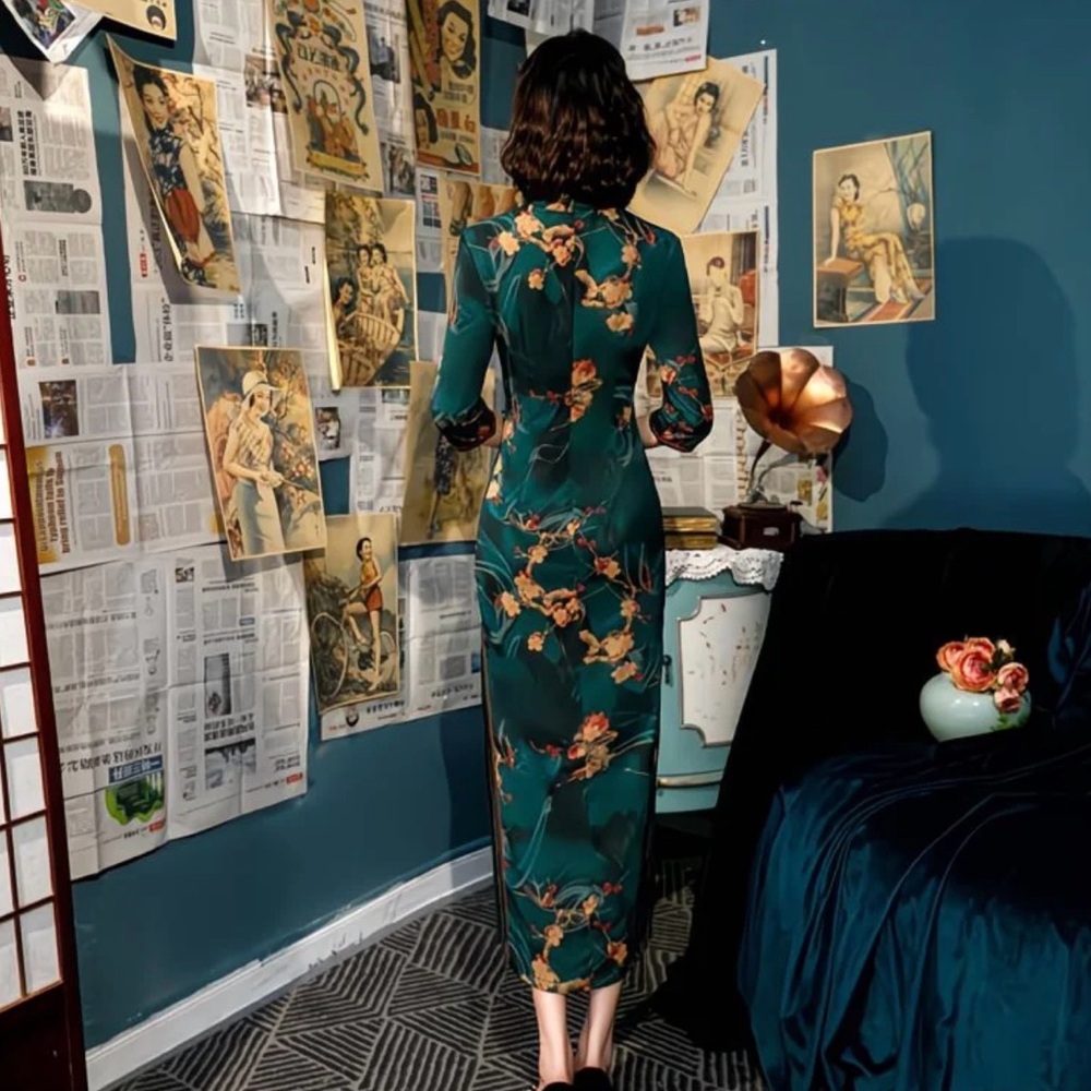 Elegant Multicolor Cheongsam Dress